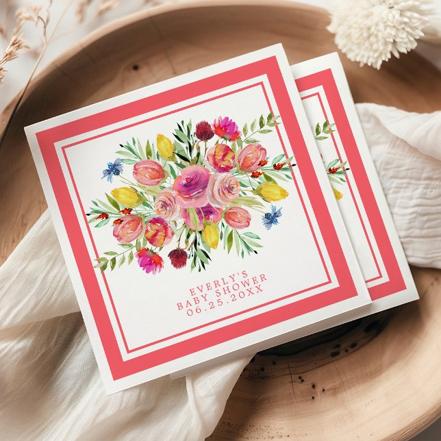 Wildflower Baby In Bloom Floral Baby Shower Napkin (Creator Uploaded)