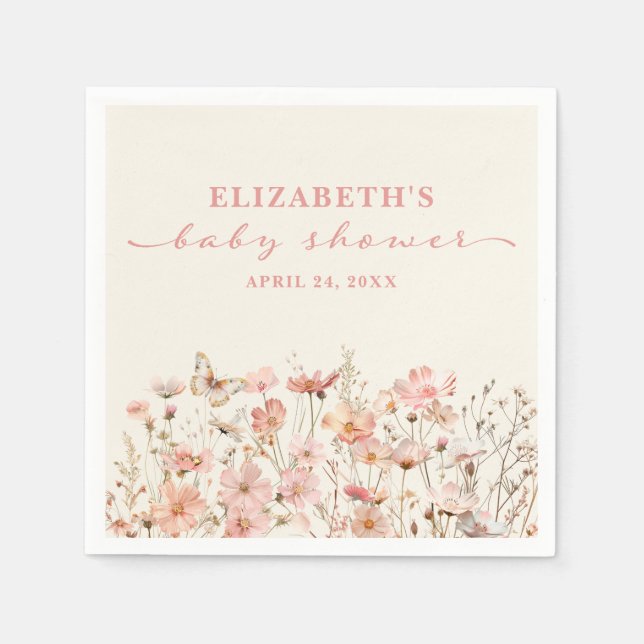 Wildflower Baby in Bloom Girl Baby shower Napkin (Front)