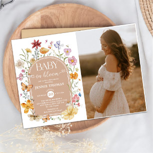Wildflower Baby In Bloom Girl Shower Photo Invitation