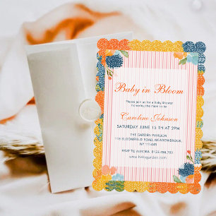 Wildflower Baby in Bloom Scalloped Baby Shower  In Invitation