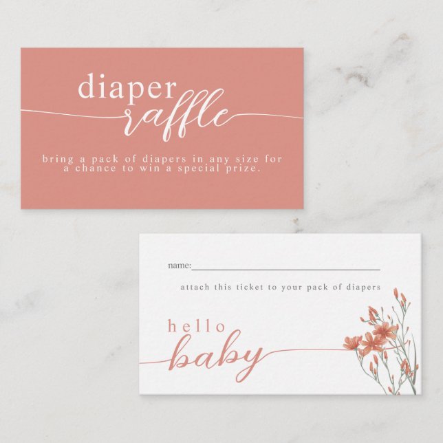 Wildflower Baby in Bloom Shower Diaper Raffle   Enclosure Card (Front/Back)