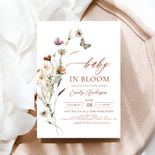 Wildflower Baby in Bloom Terracotta Baby Shower Invitation