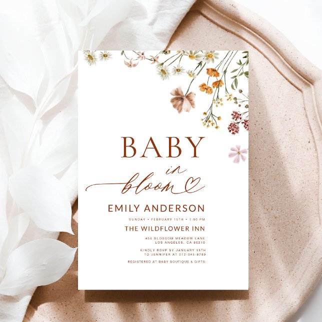 Wildflower Baby in Bloom Terracotta Baby Shower Invitation (Creator Uploaded)