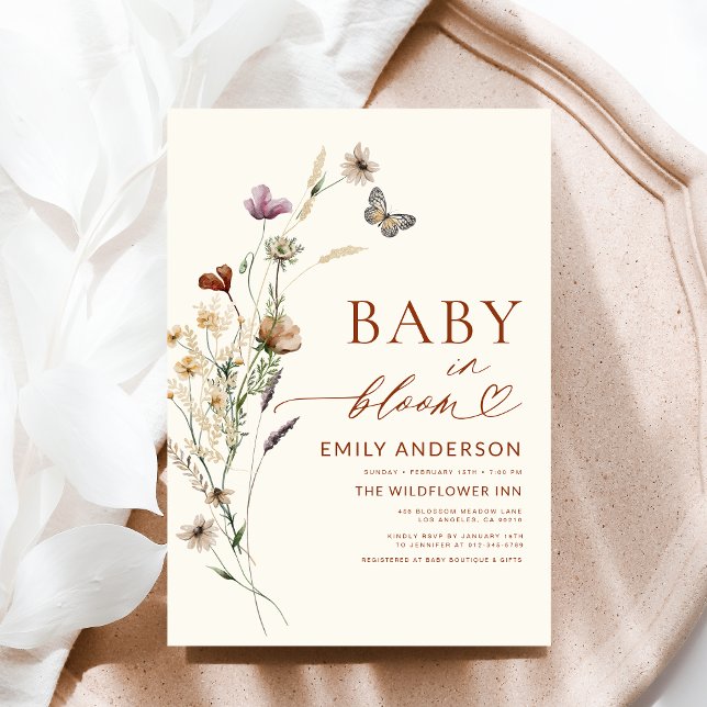 Wildflower Baby in Bloom Terracotta Baby Shower Invitation (Creator Uploaded)