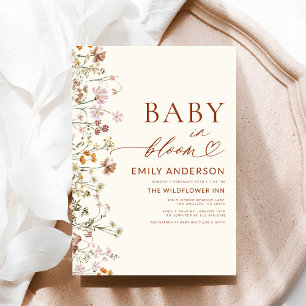 Wildflower Baby in Bloom Terracotta Baby Shower Invitation
