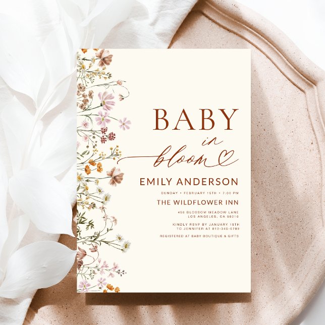 Wildflower Baby in Bloom Terracotta Baby Shower Invitation (Creator Uploaded)