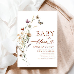 Wildflower Baby in Bloom Terracotta Baby Shower Invitation