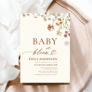 Wildflower Baby in Bloom Terracotta Baby Shower Invitation