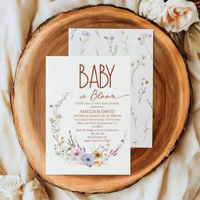 Wildflower Baby in Bloom Terracotta Baby Shower Invitation (Creator Uploaded)