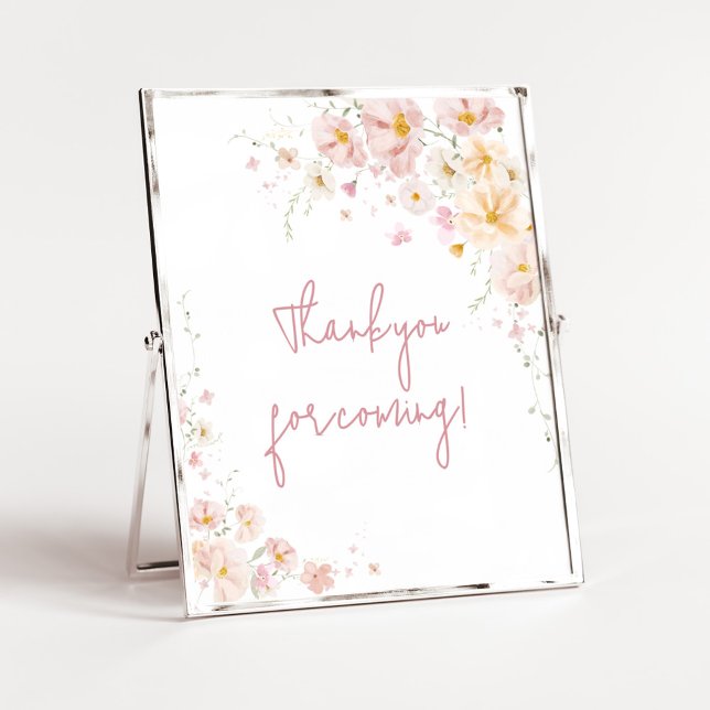 Wildflower Baby in Bloom Thank you for Coming Poster (Baby in Bloom Baby Shower Thank you for Coming Sign)