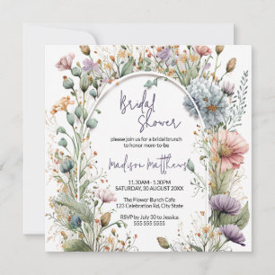 Wildflower Baby in Bloom Watercolor Bridal Shower  Invitation
