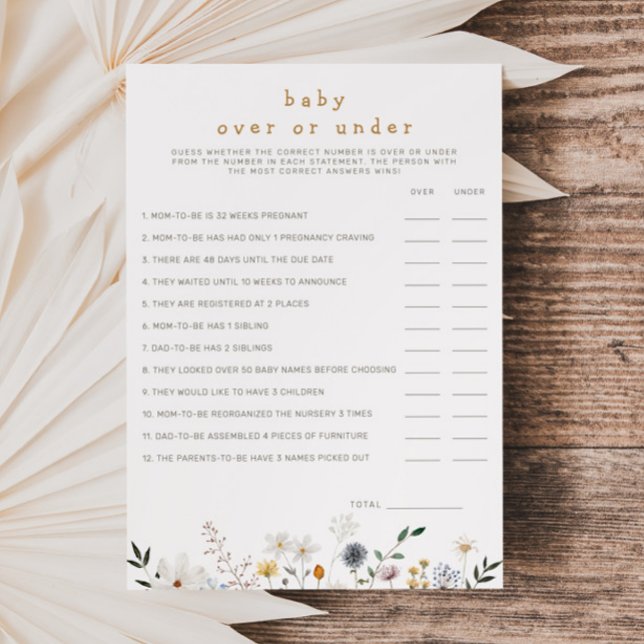 Wildflower Baby Over or Under Downloadable Card (Creator Uploaded)