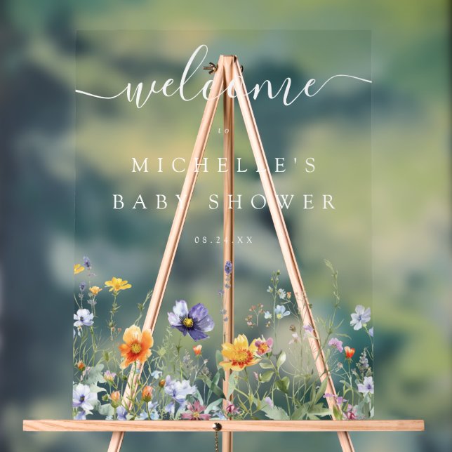 Wildflower Baby Shower Acrylic Sign (Neutral)