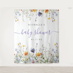 Wildflower Baby Shower Backdrop Tapestry