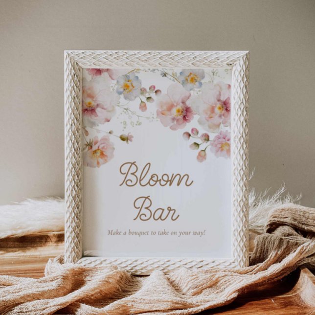 Wildflower Baby Shower Bloom Bar Poster (Wildflower Bloom Bar Sign)