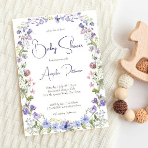 Wildflower baby shower boho flowers invitation