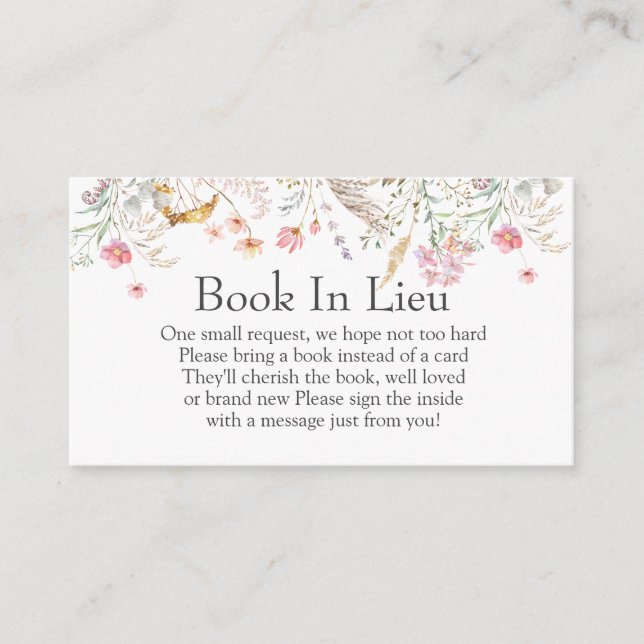 Wildflower Baby Shower Book In Lieu Insert (Front)