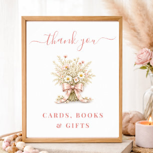 Wildflower Baby Shower Cards Books & Gifts Sign