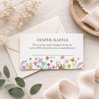 Wildflower Baby Shower Diaper Raffle Card