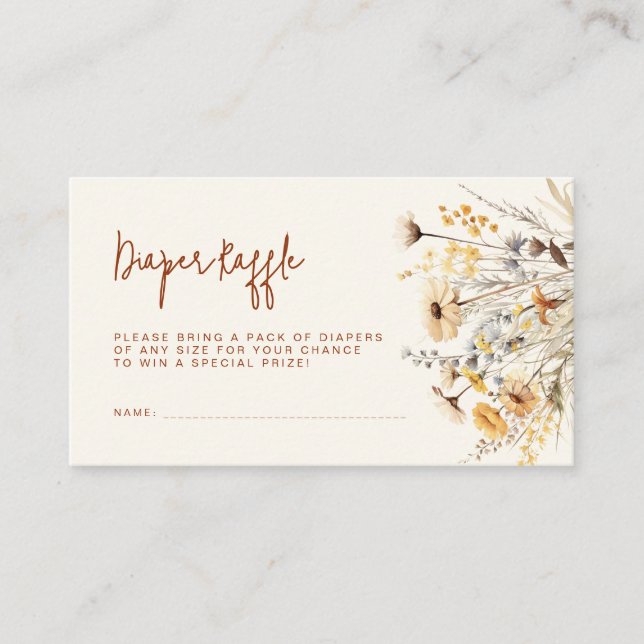 Wildflower Baby Shower Diaper Raffle Enclosure Card (Front)