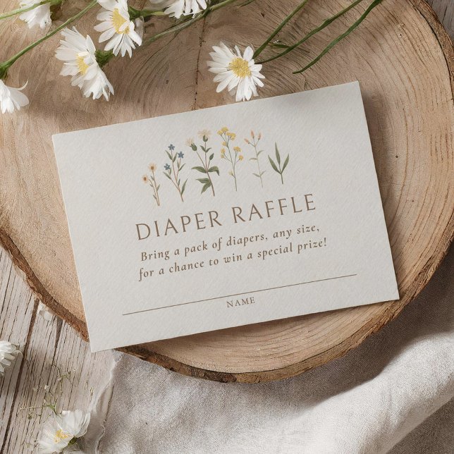 Wildflower Baby Shower Diaper Raffle Ticket Enclosure Card (Creator Uploaded)