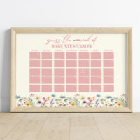Wildflower Baby Shower Due Date Calendar Sign