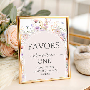 Wildflower Baby Shower Favors Table Sign