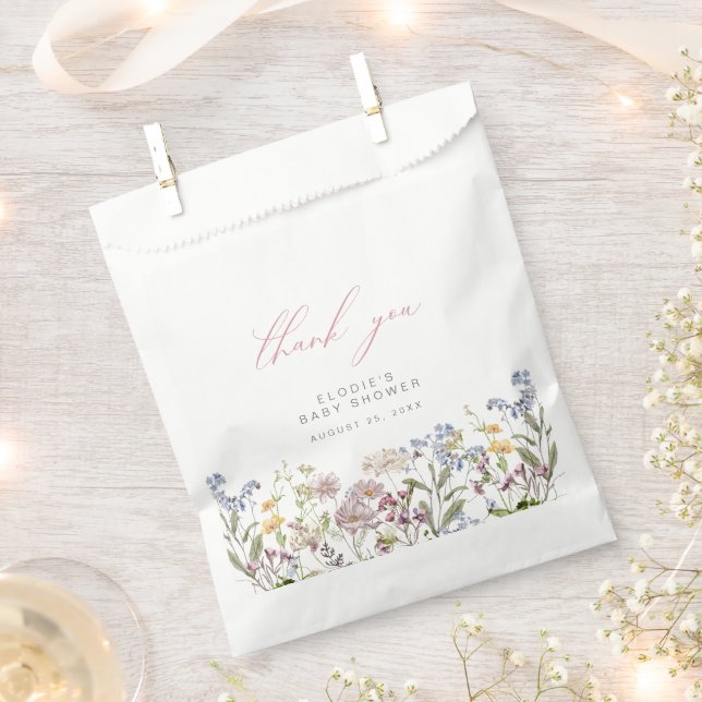 Wildflower Baby Shower Favour Bags Floral Girl Pin (Clipped)