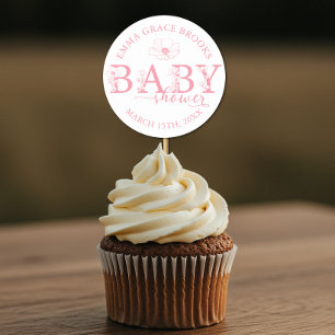 Wildflower Baby Shower Favour Sticker Editable Nam