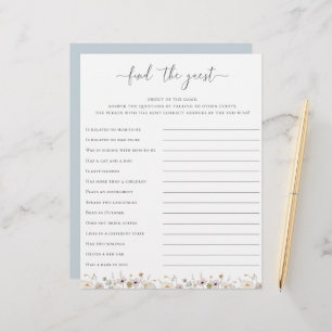 Wildflower Baby Shower Find The Guest Game
