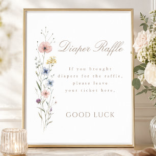 Wildflower Baby Shower Floral Diaper Raffle Sign