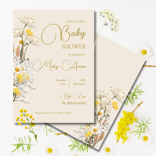 Wildflower Baby Shower Floral Watercolor  Invitation