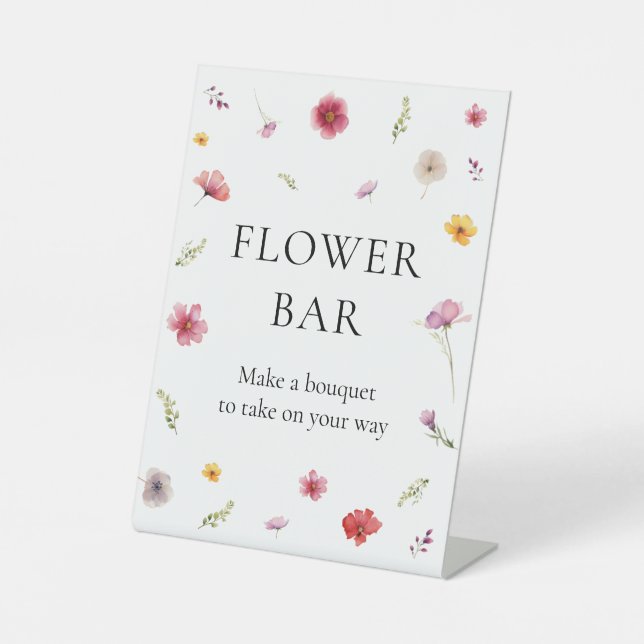 Wildflower Baby Shower Flower Bar  Pedestal Sign (Front)