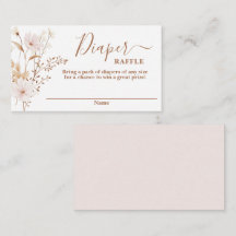 Wildflower baby shower girl Diaper Raffle Card