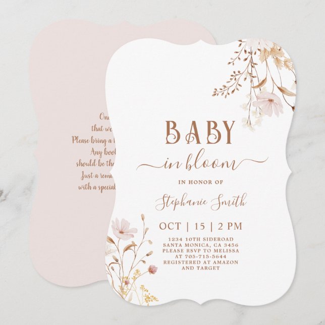 Wildflower Baby Shower Girl Invitation (Front/Back)