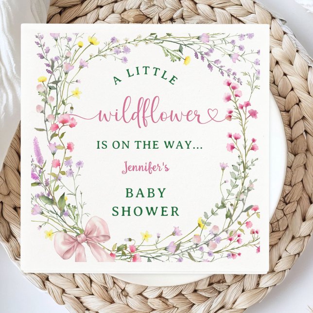 Wildflower Baby Shower Girl Pink Floral Napkin (Creator Uploaded)