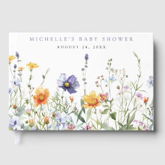 Wildflower Baby Shower Guest Book (Front)