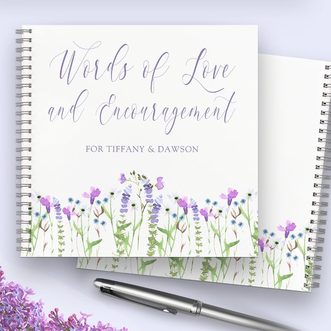 Wildflower Baby Shower Guestbook Purple Floral Notebook (Wildflower Baby Shower Guestbook for guests to leave advice and words of love and encouragement)