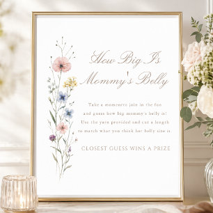 Wildflower Baby Shower How Big Is Mummy's Belly Poster