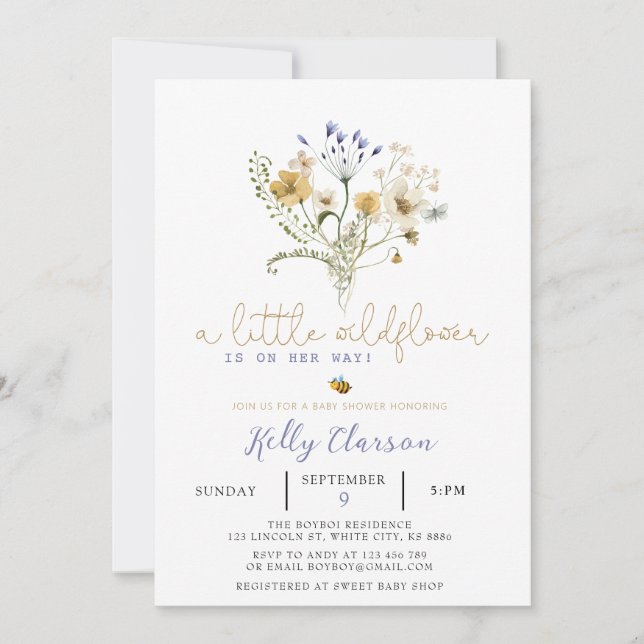 Wildflower Baby Shower Invitation (Front)