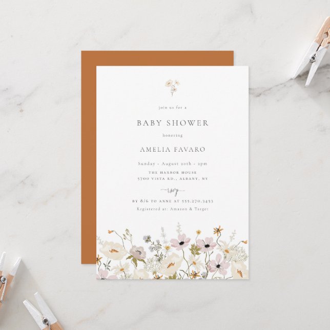 Wildflower Baby Shower Invitation (Front/Back In Situ)