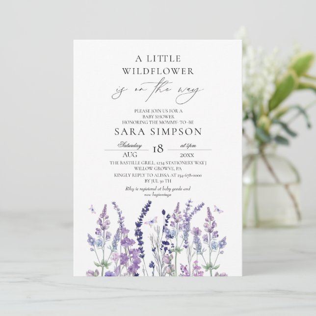 Wildflower Baby Shower Invitation (Standing Front)