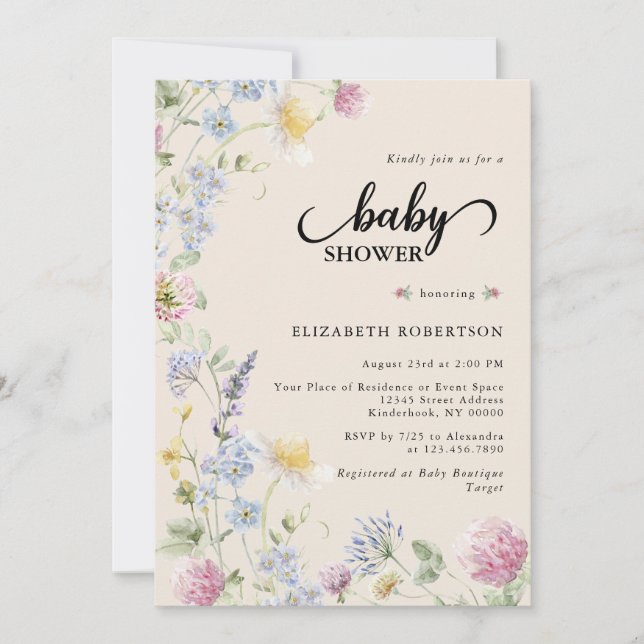 Wildflower Baby Shower Invitation (Front)