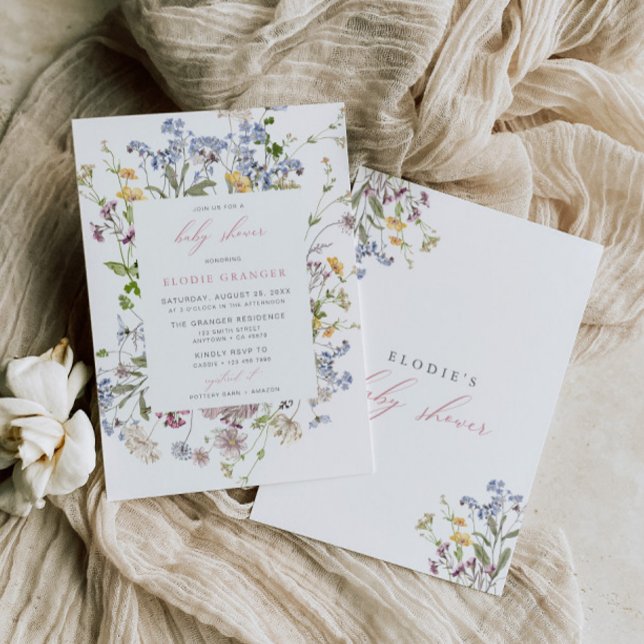 Wildflower Baby Shower Invitation Girl Boho Pink (Creator Uploaded)