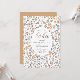 wildflower baby shower invitation - light orange