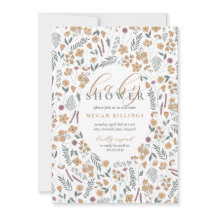 wildflower baby shower invitation - light orange