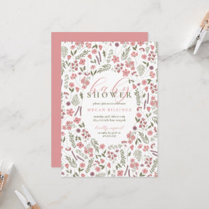 wildflower baby shower invitation - pink