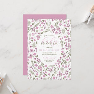 wildflower baby shower invitation - purple