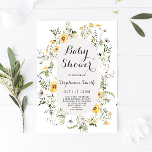 Wildflower Baby Shower Invitation Template, Floral