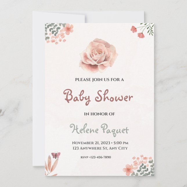wildflower baby shower invitations (Front)